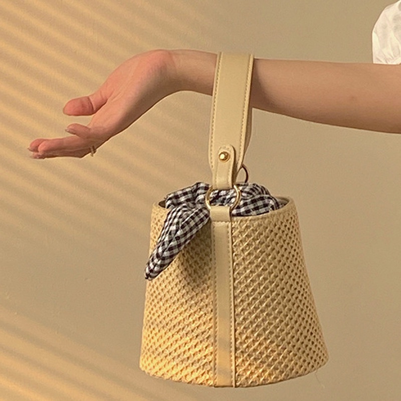 Túi Đeo Vai Bằng Rơm Dệt Phong Cách Phương Tây Dễ Phối Đồ Cho Nữ