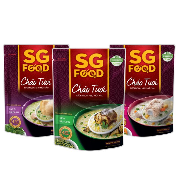 Lốc 32 - Combo 3 Cháo Tươi Sài Gòn Food 270g (Sườn Non, Lươn, Cá Lóc)