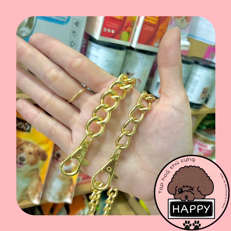 Vòng đeo cổ dây xích mạ vàng cho chó mèo / Dây chuyền kim loại vàng cho thú cưng [Ảnh thật] - Tạp Hoá Thú Cưng Happy