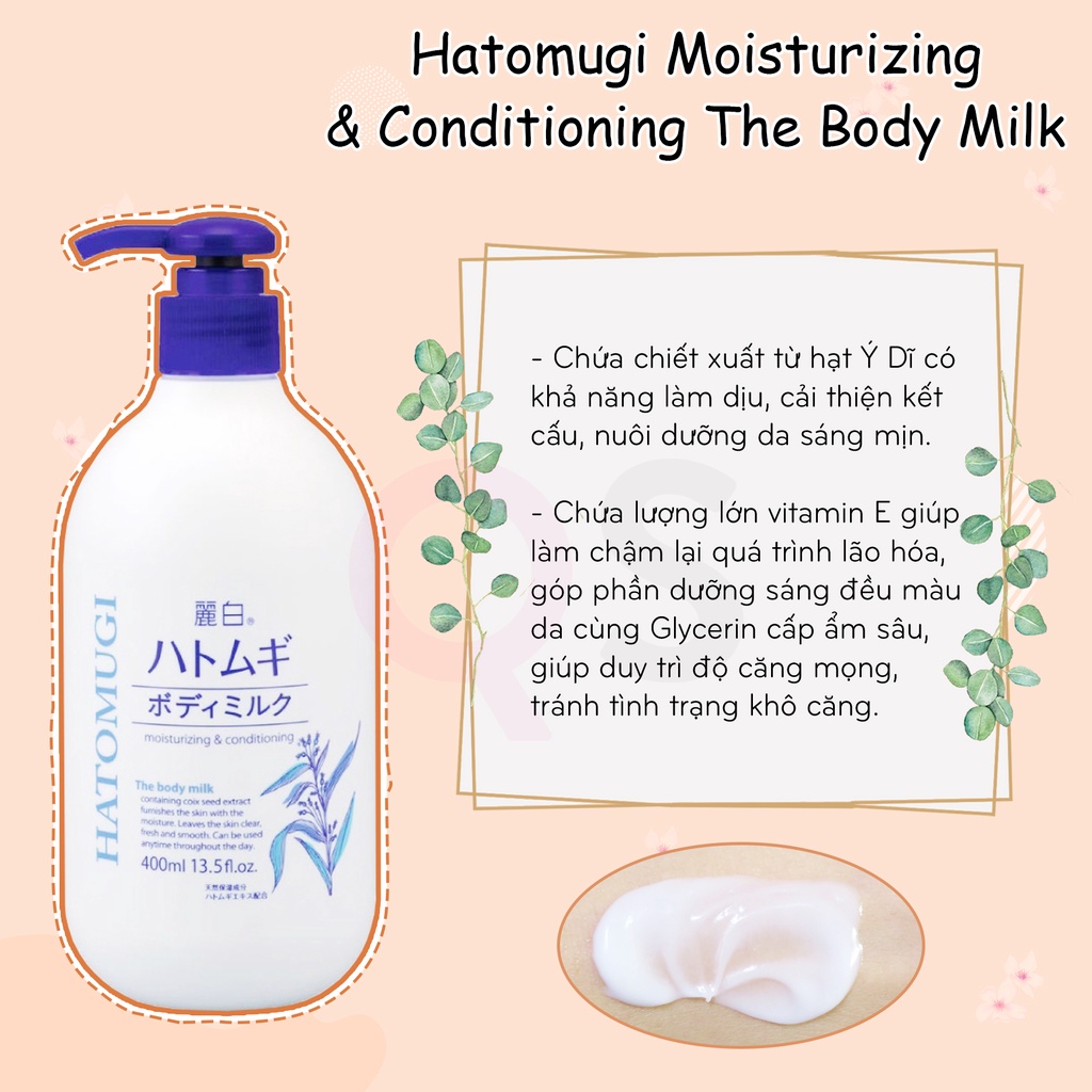 [Nhập Khẩu] Sữa Dưỡng Thể Ban Đêm Hatomugi Moisturizing &amp; Conditioning The Body Lotion 400ml