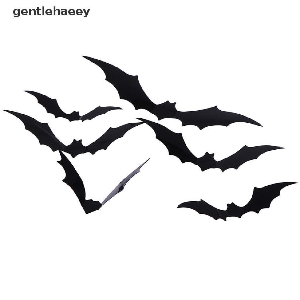 Bộ 12 Miếng Dán Tường Trang Trí Hình Dơi 3D Bằng PVC Màu Đen DIY