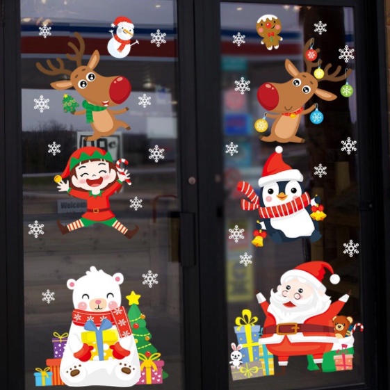 Decal trang trí Noel Hít Tĩnh Điện 2 mặt - GÀ CON CÙNG CÁC BẠN