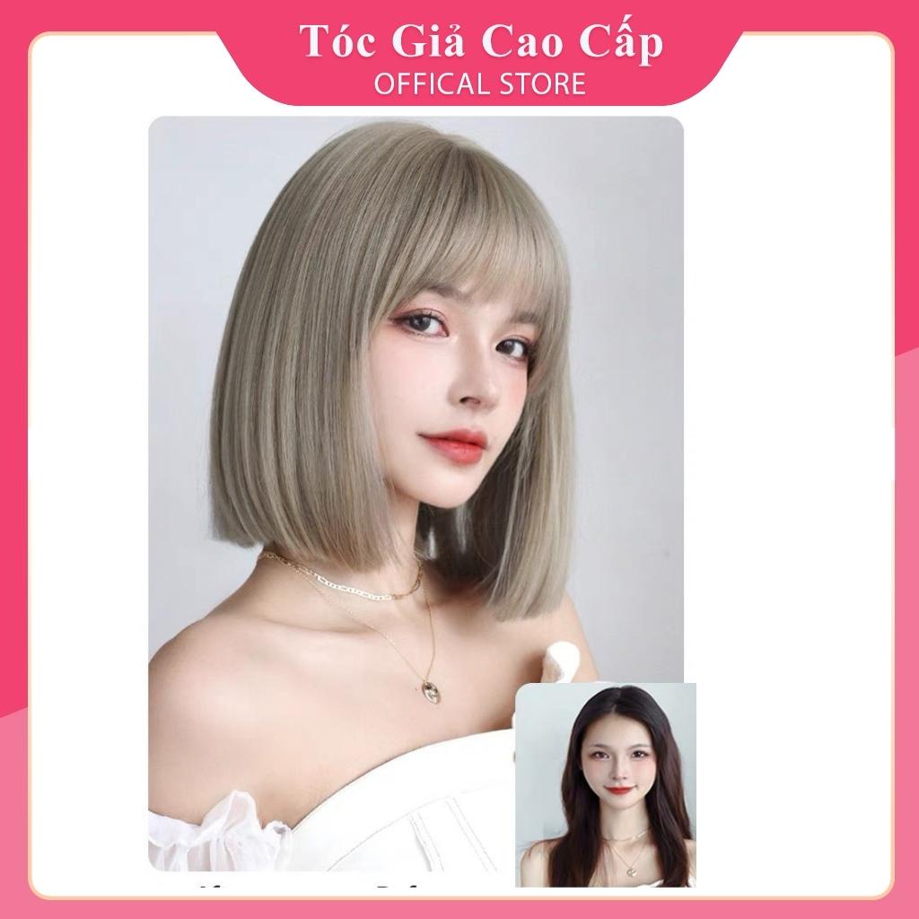 Tóc giả nữ nguyên đầu vic đuôi ngang, tặng kèm lưới trùm tóc giả, D3111