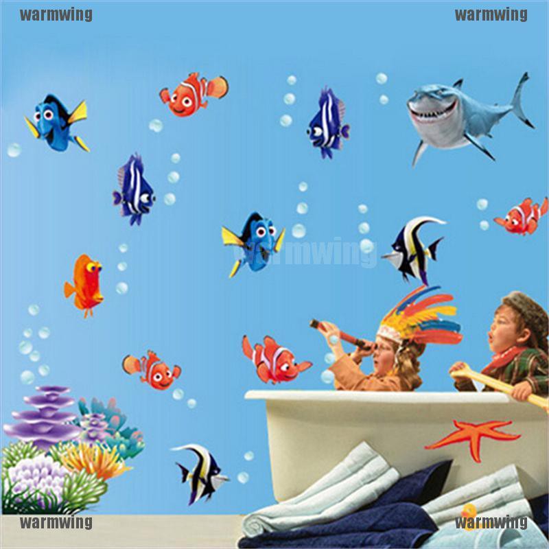 Sticker Dán Tường Hình Cá Biển Hoạt Hình Trang Trí Phòng Tắm