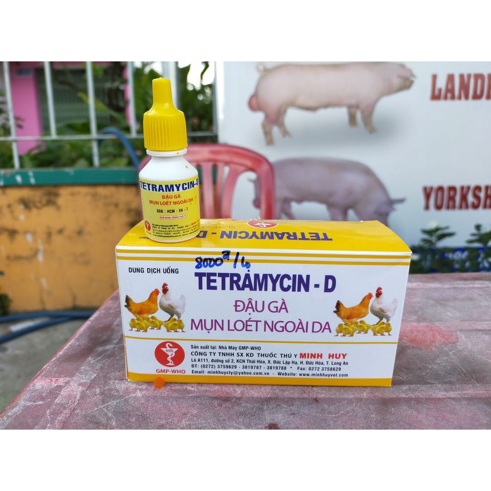 Phòng: đậu gà, mụn loét ngoài da TETRAMYCIN-D 10ml