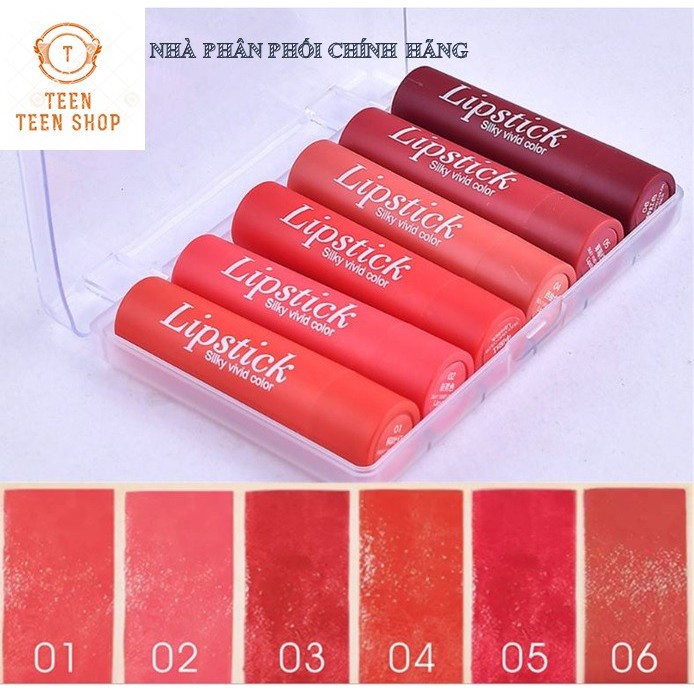 Combo Set 6 Thỏi Son Lipstick Silky Vivid Color (6 Màu 01-06)