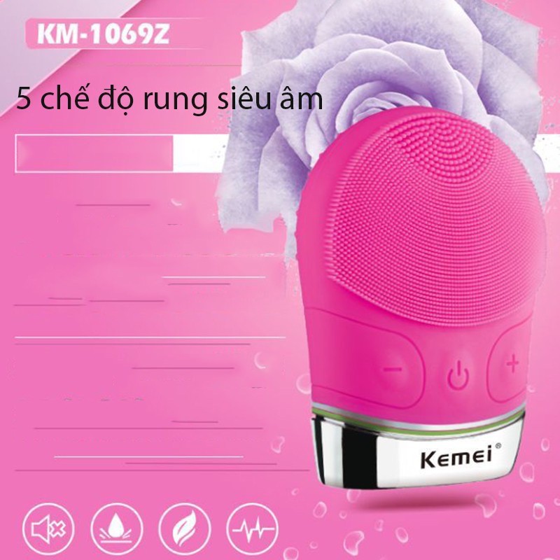 máy rửa mặt làm đẹp da mặt KEMEI rung siêu âm