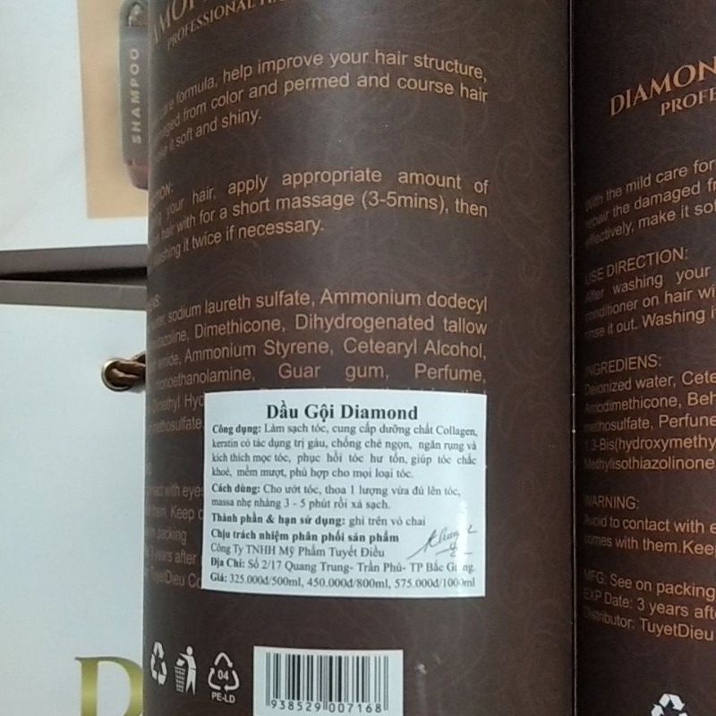 Dầu gội xả collagen diamond chống gàu mọc tóc hương thơm sang trọng 1000ml