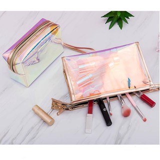 túi đựng mỹ phẩm mini /Túi Đựng Mỹ Phẩm/Đồ Dùng Cá Nhân Bằng Da PU Chống Nước Trong Suốt In Màu Laser Cho Nữ