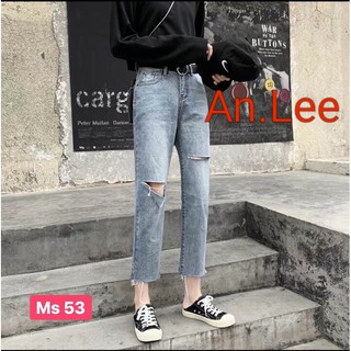 QUẦN BAGGY JEAN NỮ LƯNG CAO RÁCH HOT TREND [An.Lee SHOP]