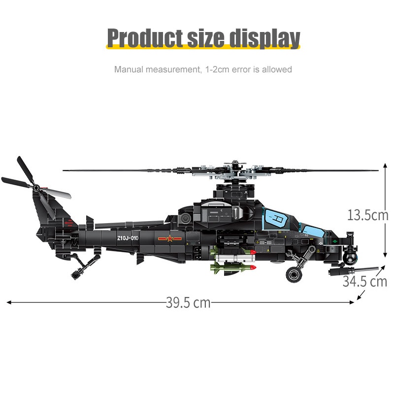 Mô hình đồ chơi giáo dục Lắp ráp Máy bay quân sự  SEMBO 202119 704Pcs Army Military Z-10 Armed Helicopter Swat Forces