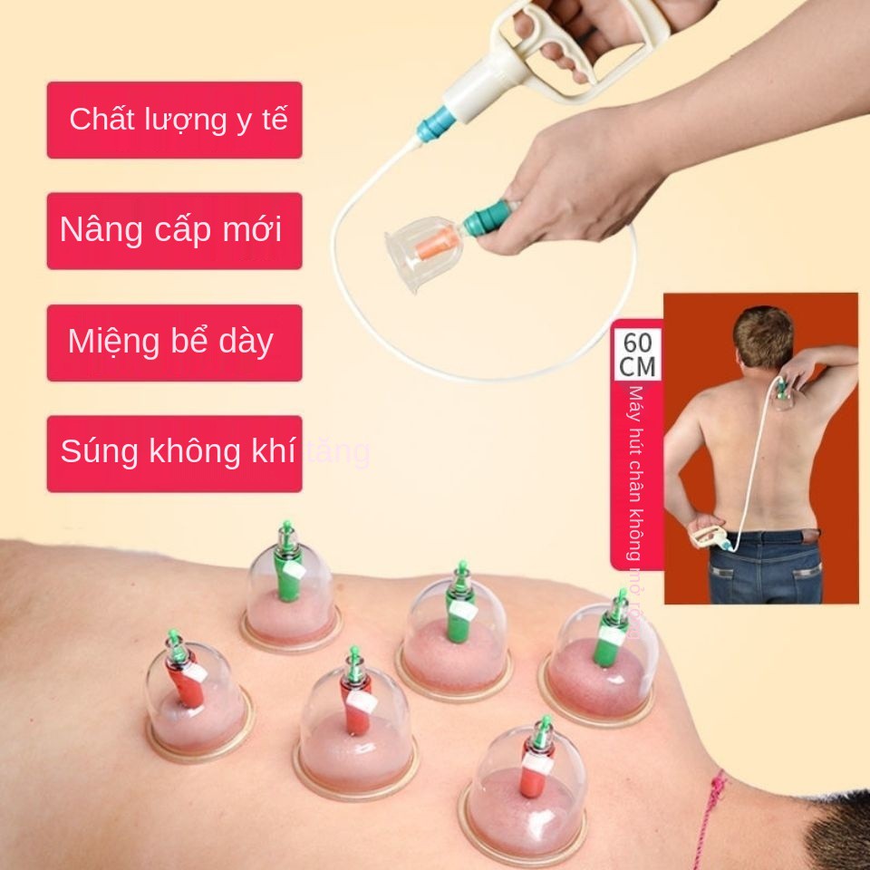 Bộ dụng cụ giác hơi hút dày gia đình lọ châm cứu chân không Moxibusting kính