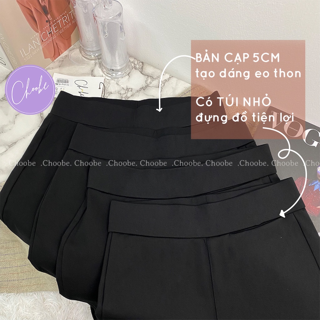 Quần ống loe Choobe nữ lưng cạp cao co giãn form đẹp legging bigsize vải Umi Hàn dày dặn dáng dài Q25