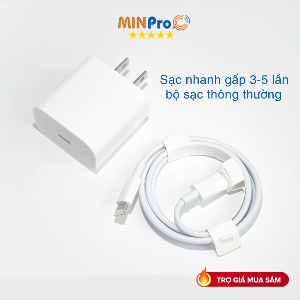 Bộ sạc nhanh 20W cao cấp sử dụng các dòng điện thoại chân sạc lightning bảo hành 12 tháng - MINPRO