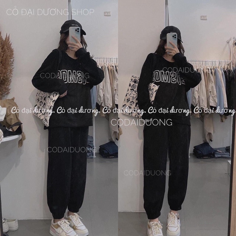 Bộ quần áo nỉ Cosmos mặc thu đông @mit.storee ( 3 màu Đen , Xám, Be ) | BigBuy360 - bigbuy360.vn