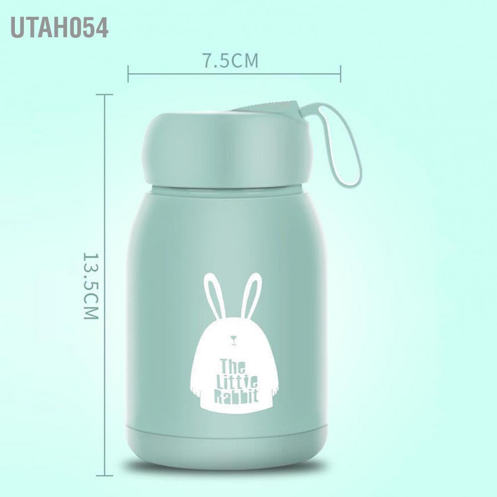 Bình đựng nước giữ nhiệt lõi thuỷ tinh cách nhiệt hai lớp 330ml cầm tay dễ thương utah054