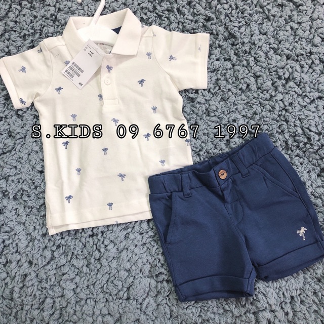 Set polo trắng xanh