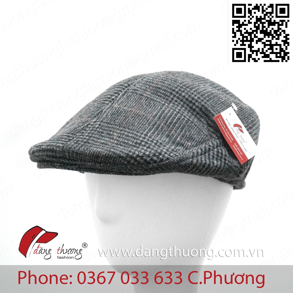 Mũ nồi nam DÀY DẶN caro bere beret nỉ dạ cho người trung niên, cao tuổi phong cách cổ điển