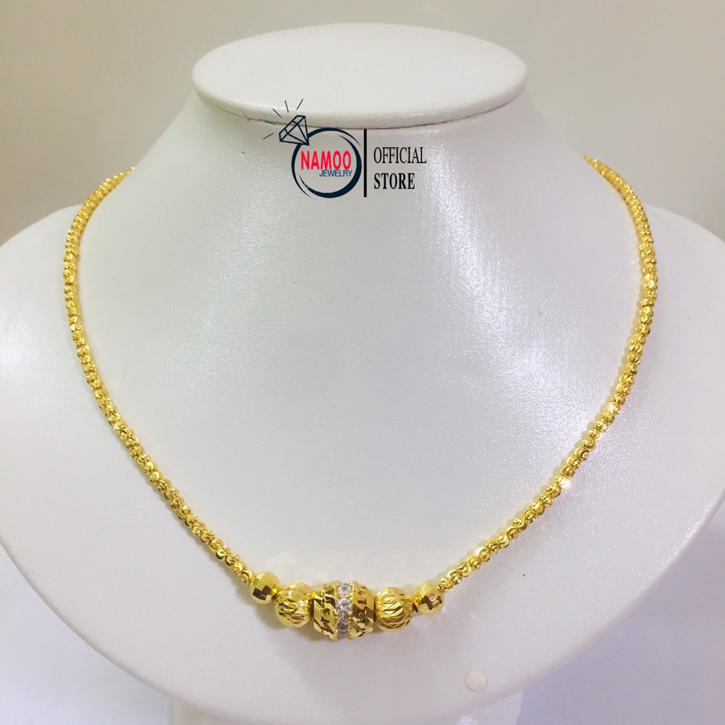 Dây Chuyền Bi Mạ Vàng Nữ Đính Đá V665 Dài dây 45cm+5cm tăng đơ chỉnh Namoo jewelry