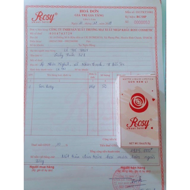 Son Kem Lì Rosy Công Nghệ Hàn Quốc lên màu chuẩn, mềm môi, không chì an toàn cho phụ nữ mang thai