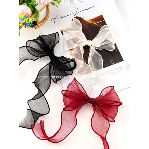 Ruy băng voan lụa viền sóng bản 4cm nhiều màu làm nơ cột tóc  trang tri hộp quà tặng