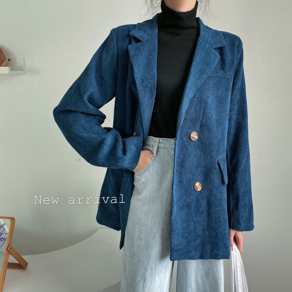 Ảnh thật 3 hình cuối-2W359.Áo blazer nhung mùa thu phong cách Hàn Quốc