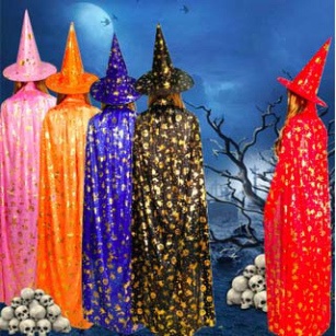 - Bộ áo choàng phù thủy cho trẻ em-Bộ hóa trang phù thủy áo choàng và nón người lớn Halloween 2020