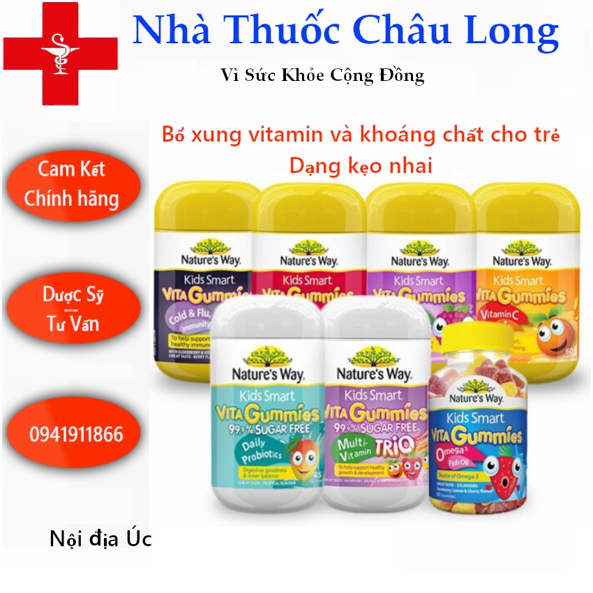 Kẹo gôm bổ sung vitamin cho bé - 60 viên -120 viên gum - 7 vị
