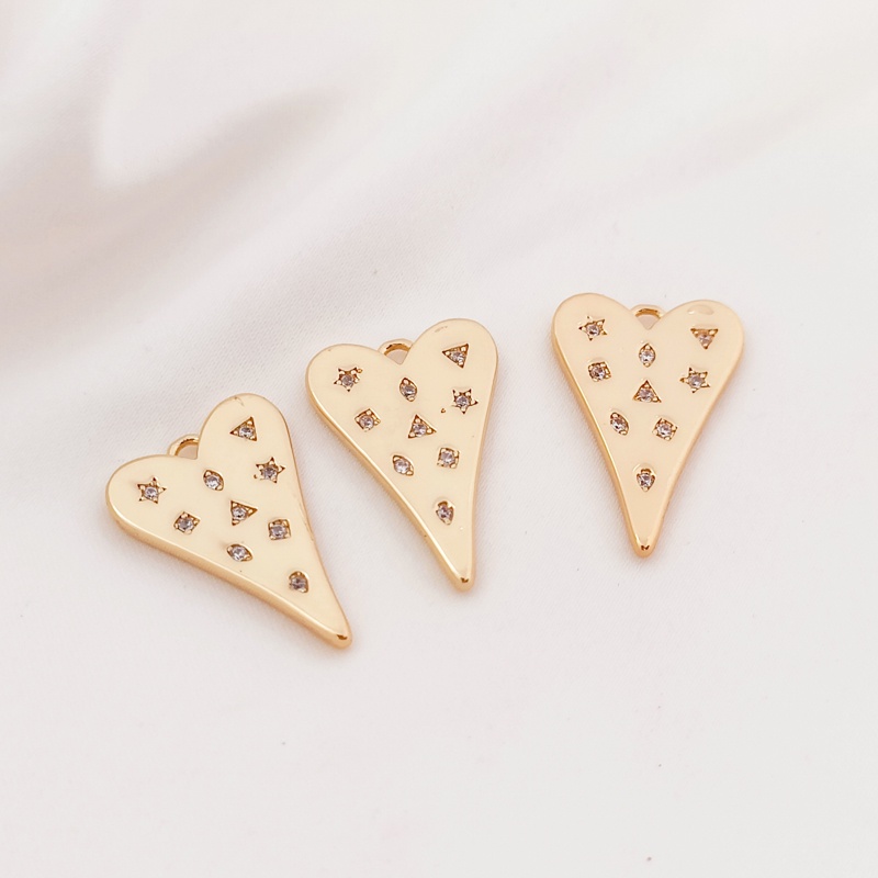 Mặt Dây Chuyền Hình Trái Tim Dát Đá Zircon Mạ Vàng 14K DIY