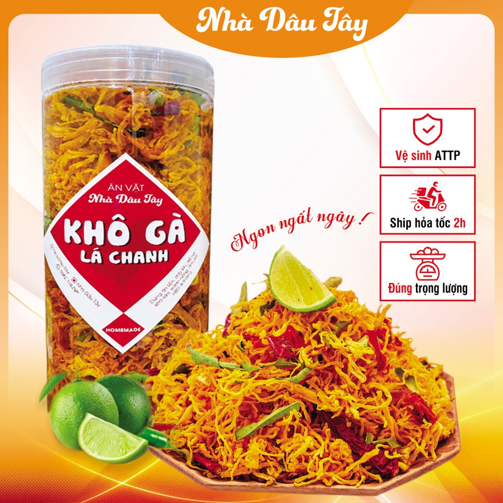 250G Khô Gà Lá Chanh Thơm Ngon Ăn Vặt Nhà Dâu Tây HN