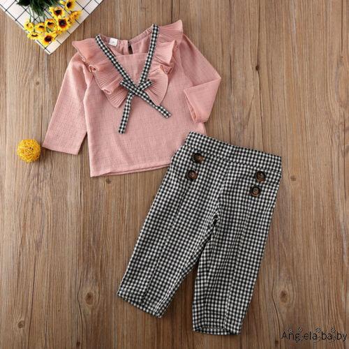 ⓗღ✯Toddler Baby Girl Ruffle T-Shirt Tops Plaid Long Pants Leggings Kids Fall Winter Outfit Clothes Sets