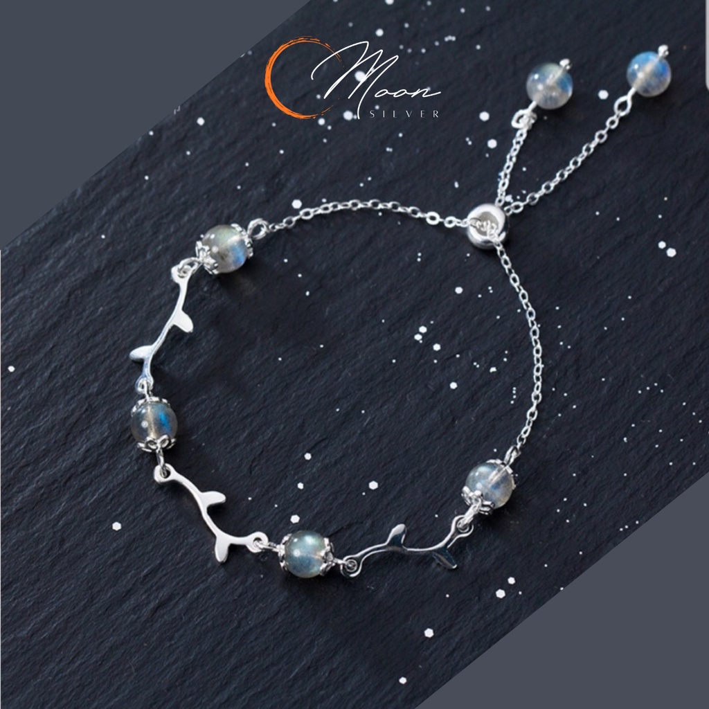 Lắc bạc 925 đá bi trong suốt Moon Silver, vòng tay kiểu dáng sang trọng nữ tính thu hút MS308