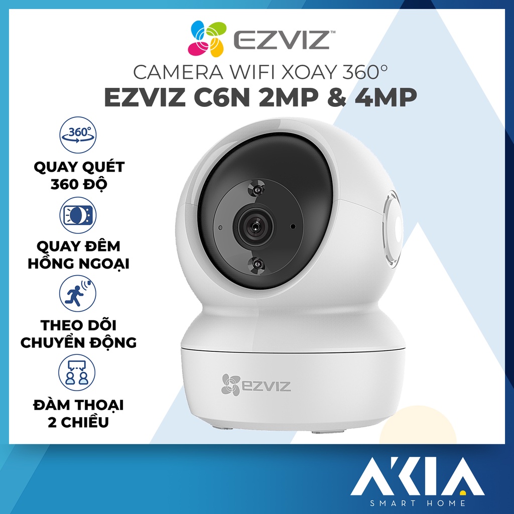 Camera wifi Ezviz C6N 2MP và C6N 4MP - Camera Xoay 360 độ, Quay đêm hồng ngoại 10m, Đàm Thoại 2 Chiều - Hàng chính hãng