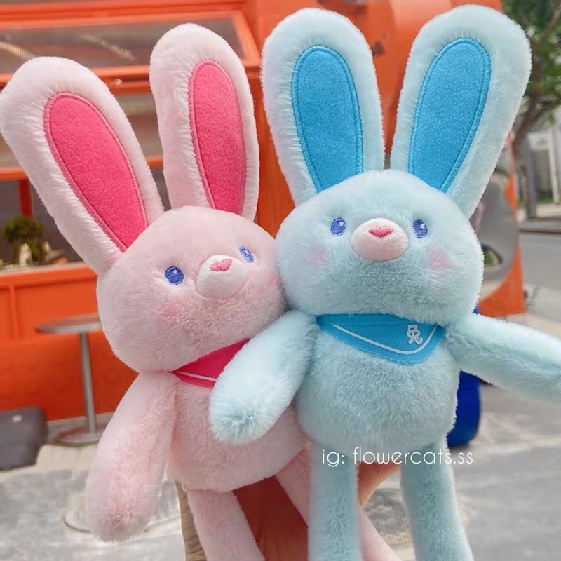 Đôi tai có thể cử động!Búp Bê Nhồi Bông Hình Thỏ Tai Dài Có Thể Kéo Chân Dùng Làm Quà Tặng Sinh Nhật Cho Bé