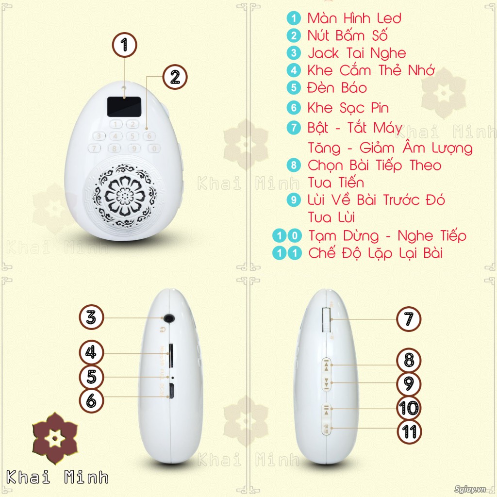 Máy niệm phật mini TDH992, Loa giọt nước có dây đeo cổ , nghe thẻ nhớ, nhạc kinh phật, nhỏ gọn - Bảo hành 6 tháng