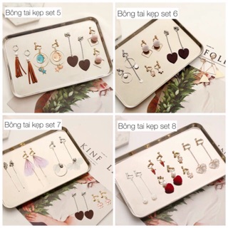Set Hoa Tai Kẹp Không Cần Xỏ Lỗ Tai Phụ Kiện Thời Trang Nữ