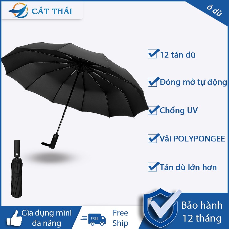 Ô Dù Che Mưa Đi Nắng Tự Động Xếp Gấp Gọn 12 nan wf-008  Cát Thái