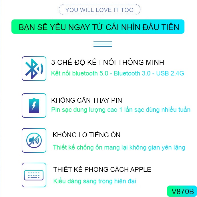 Bàn phím bluetooth không dây YINDIAO V780B 3 chế độ kết nối phù hợp máy tính bảng, laptop, tablet, điện thoại