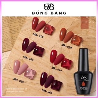 Sơn gel AS Sơn móng tay gel sơn nail dùng máy hơ gel tone màu đỏ gạch phụ kiện nail BỐNG BANG mã MK 15ml