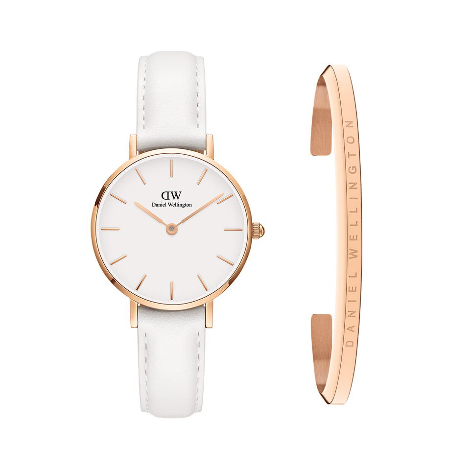 Đồng hồ nữ Daniel Wellington Classic Petite Dây da 32mm 28mm & Vòng tay DW Classic Cuff tặng kèm Dây chuyền DW