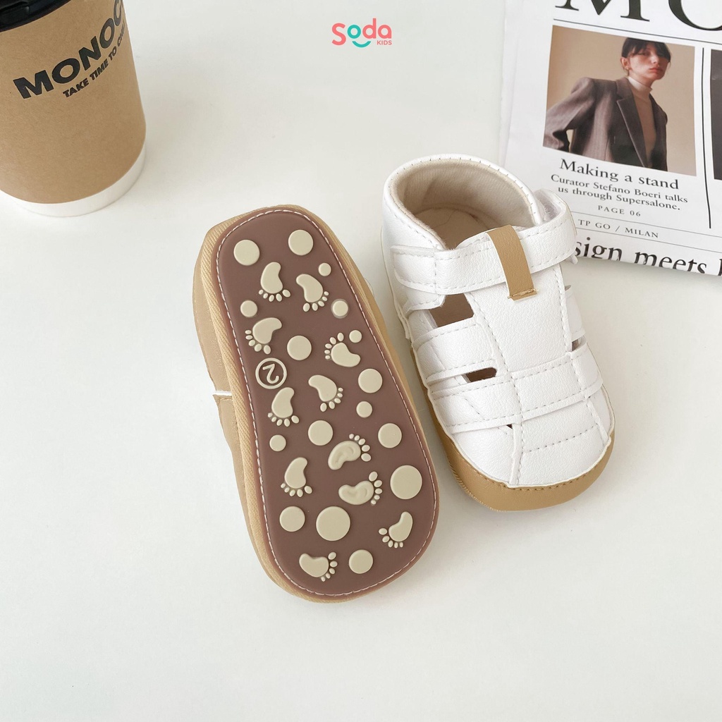 Giày tập đi cho bé SODA KIDS 3 màu quai dán, da mềm phong cách Hàn Quốc