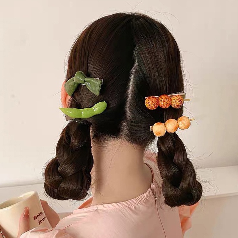Kẹp tóc thiết kế xiên thịt nướng cá viên rau củ quả mô phỏng đáng yêu vui nhộn dành cho nữ