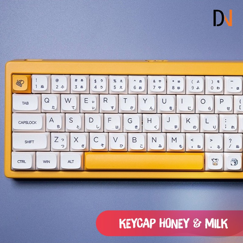 Keycaps Honey &amp; Milk Song Ngữ - Thick PBT - XDA profile - 137Key Tặng Kèm Keypuller : Cân Mọi Layout