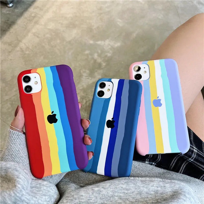 Ốp lưng iphone chống bẩn cầu vồng full viền cho 12ProMax 12 11 Pro / 11 Pro Max X XsMax Iphone 6 6plus 8plus | BigBuy360 - bigbuy360.vn