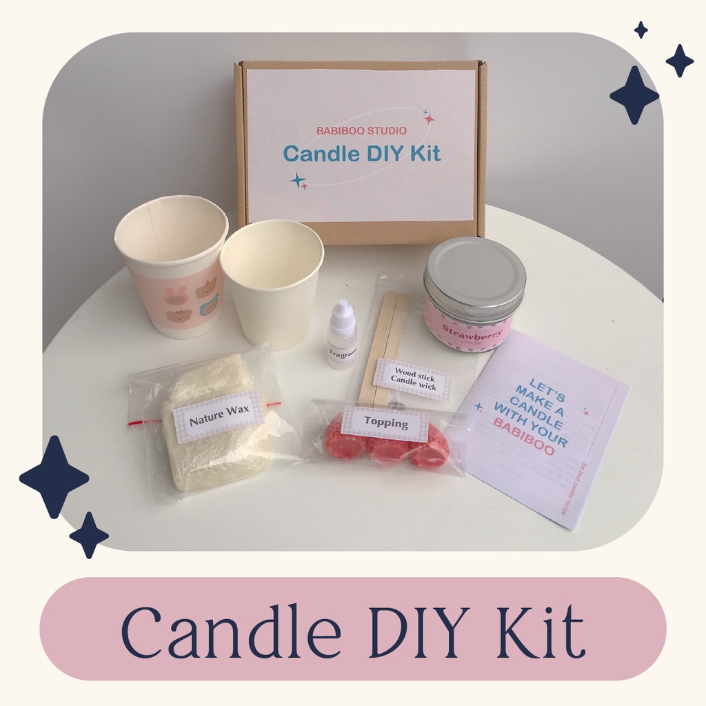 Set tự làm nến thơm Thông Điệp, Dâu tây, Ngũ Cốc Hàn Quốc Babiboo Studio - Candle DIY Kit - An toàn, tự nhiên