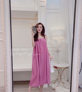 [ Xuất Xắc ] Đầm Suông 2 Dây Màu Cúc Bọc Siêu Hót (kèm ảnh thật)