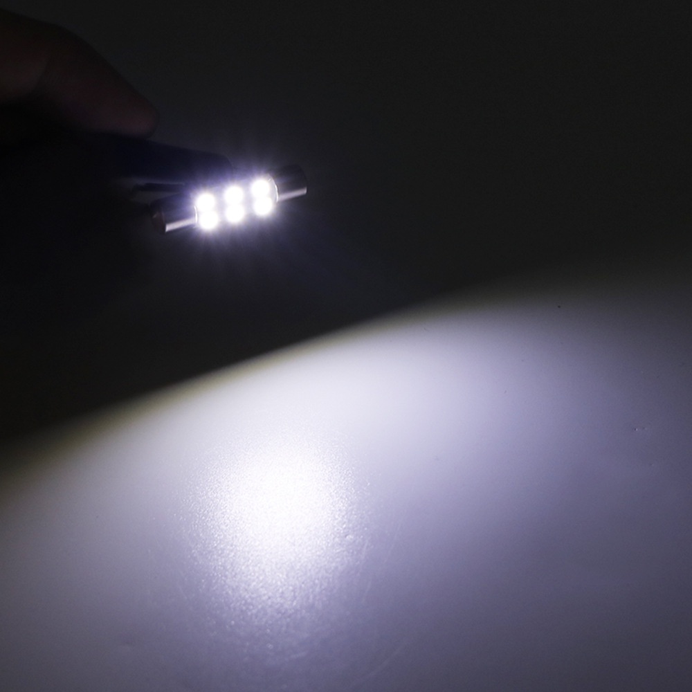 10 Bóng Đèn Led 29mm 6 SMD C5W DC12V Chất Lượng Cao Cho Gương Chiếu Hậu Xe Hơi