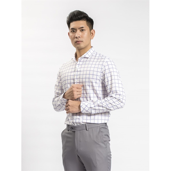 Áo sơ mi dài tay Aristino cổ độc đáo gọn gàng, sợi tre kháng khuẩn, from slim ALS61108