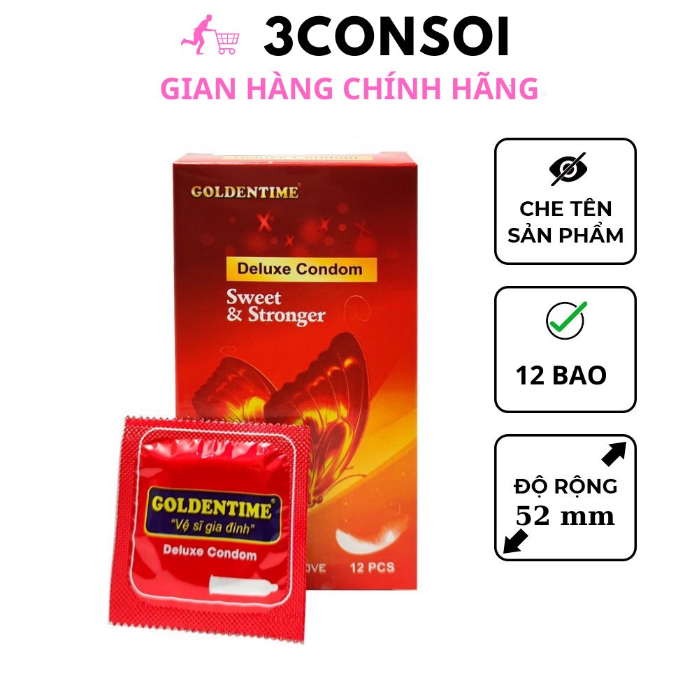Bao cao su gai bi Goldentime đen, bao cao su bi nhỏ sần, bcs gai