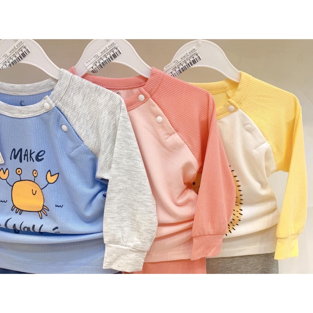 Moon - Bộ dài tay vải tăm chất heatech cao cấp mềm mại thu đông cho bé trai gái